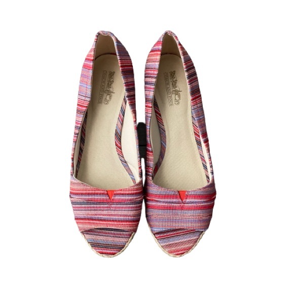 Coach Espadrille Pink-Multi Striped Wedges Size8.5 - Picture 2 of 8